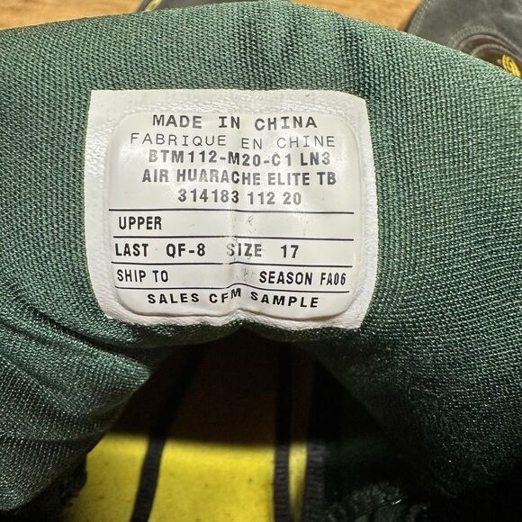 Nike Air Huarache Elite PE Oregon Ducks Away CFM Sample Promo 2006 Size 17 - Picture 15 of 15